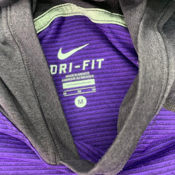 Nike Men Medium Dri-Fit  Purple Black Ribbed long Sleeve Performance Tee Shirt - Picture 4 of 8